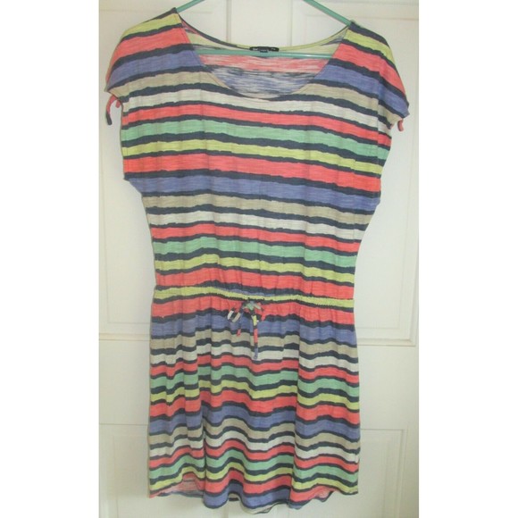 Gap Women's Multicolor Striped Drawstring Waist Knee Length Shirt Dress Size S - Picture 1 of 7